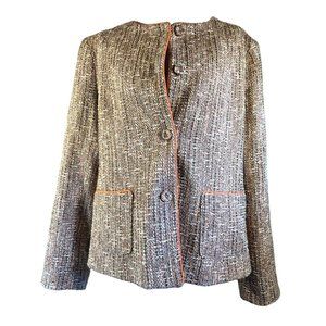 Charles Gray Jacket Womens XL Tweed  Button Front Blazer